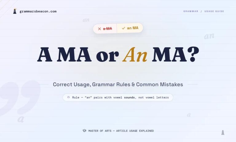 A MA or An MA? Correct Usage, Grammar Rules, and Common Mistakes