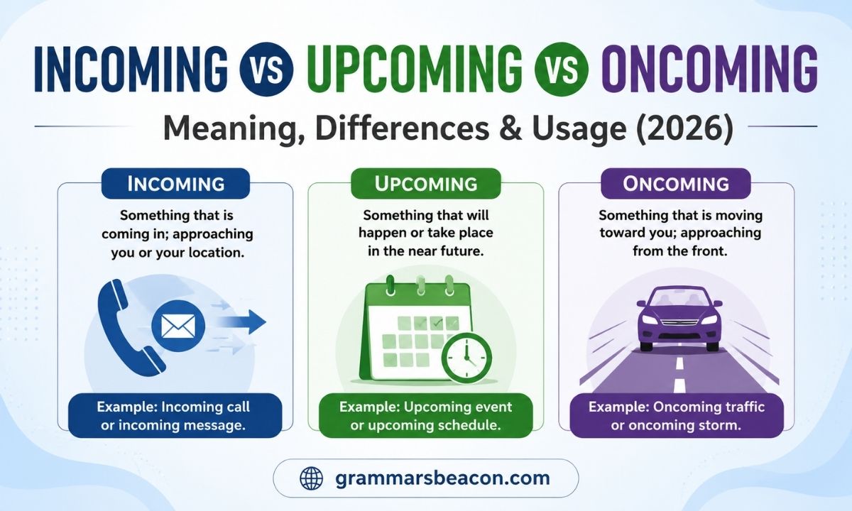 Incoming vs Upcoming vs Oncoming Meaning
